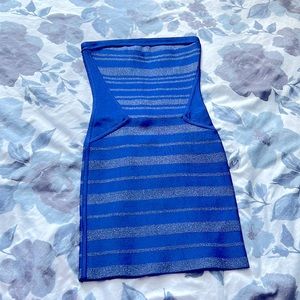 Marciano Women’s purple and silver sparkle bandage strapless dress XS